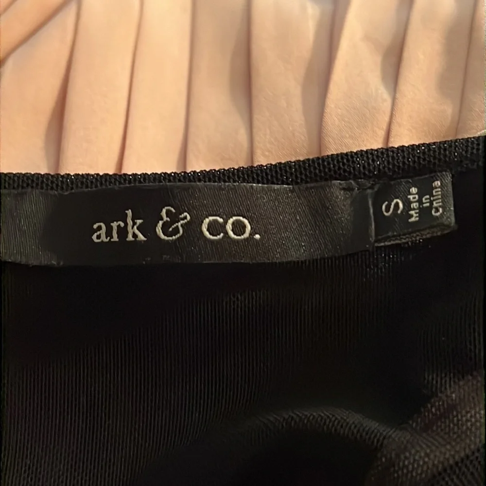 Ark & Co. sz S‎ pleated mini dress black stretch net sheer top